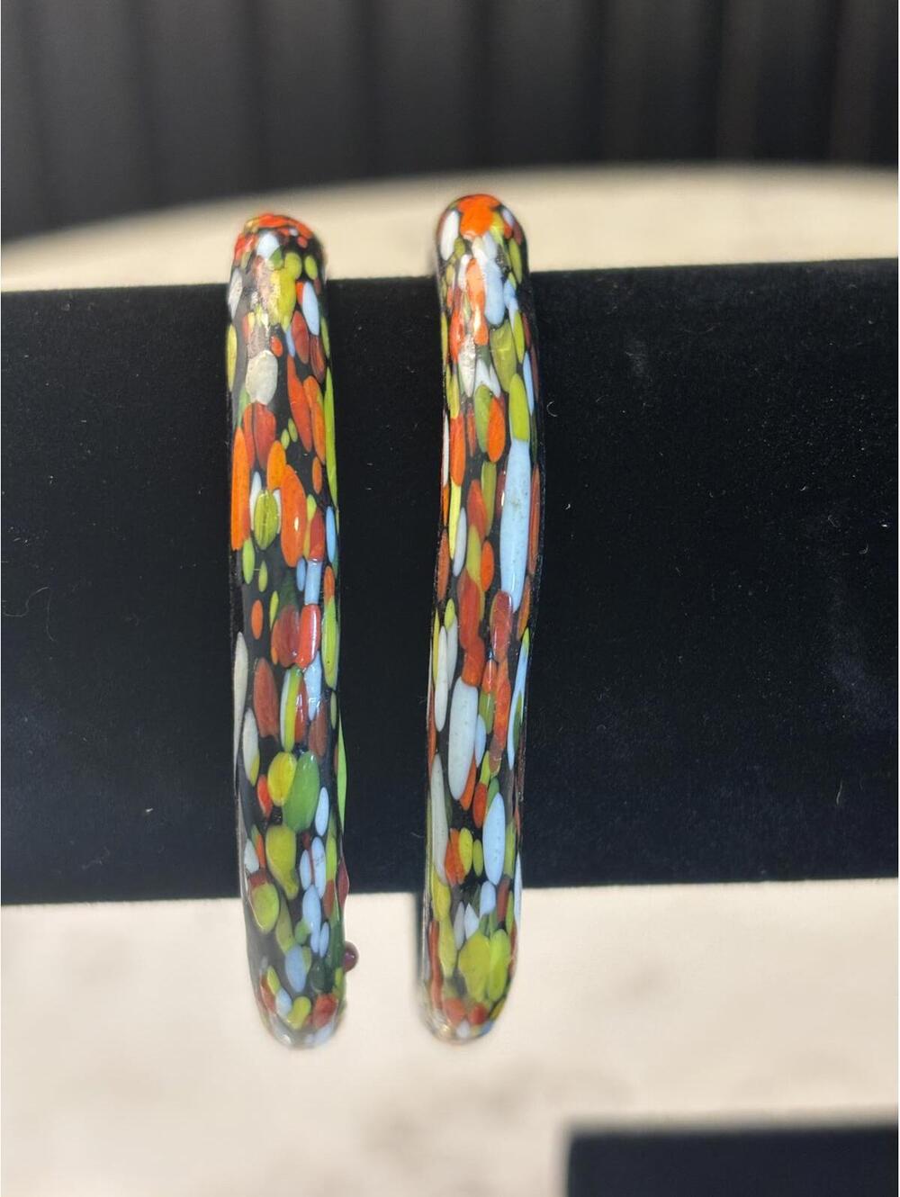 Colorful glass Speckled Hoop Earrings